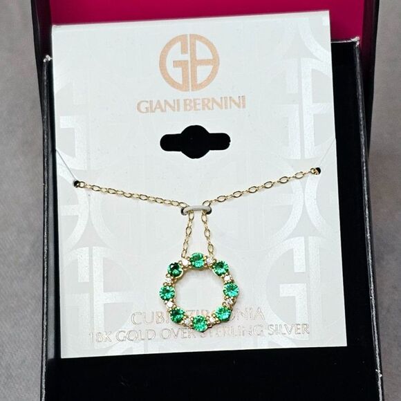 Giani Bernini Lab-Created Green Quartz & Cubic Zirconia 18k Gold-Plated Necklace - Picture 1 of 3